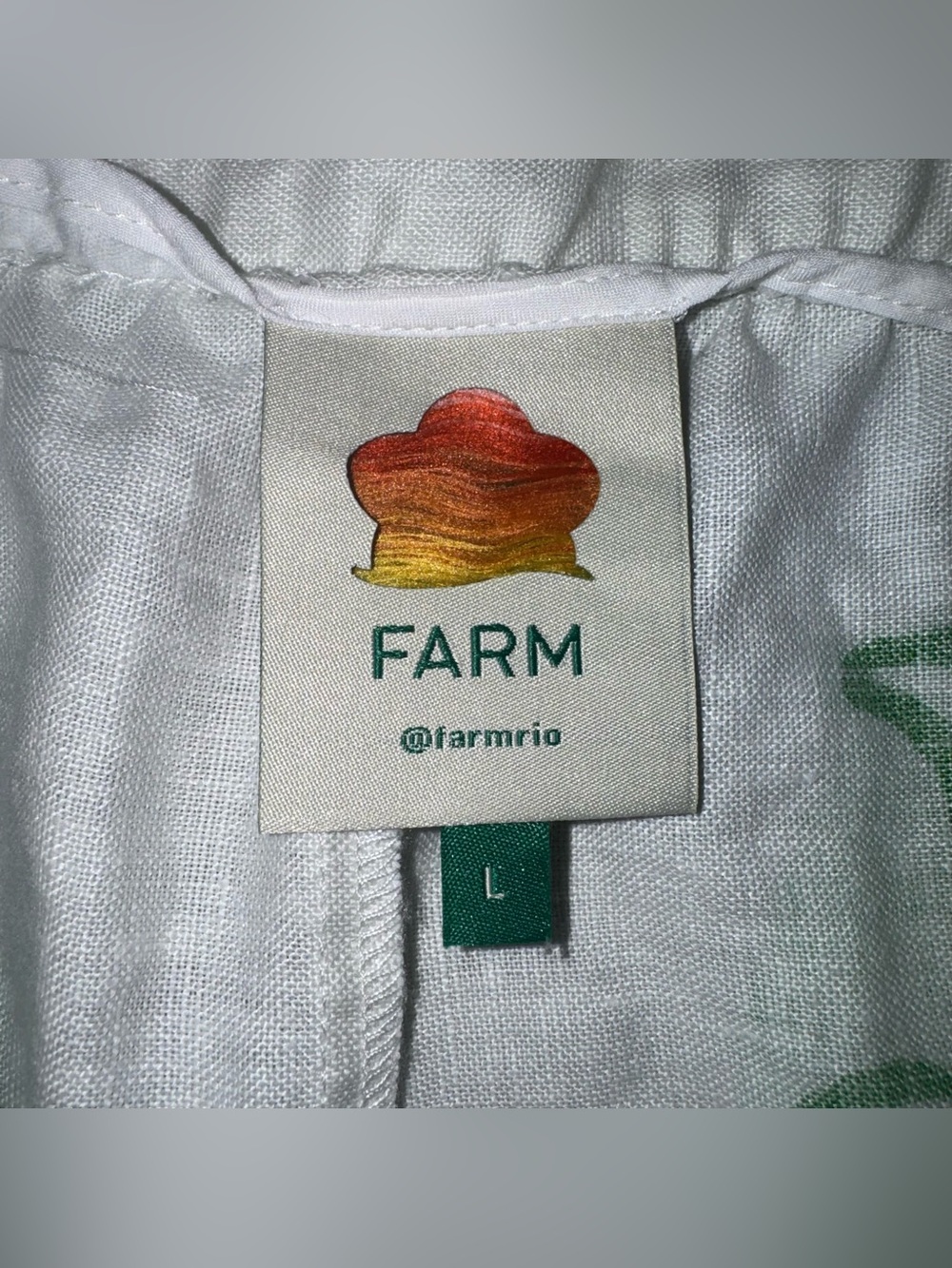 FARM RIO Color Festival Green Linen Euroflax Midi Skirt Size Large - Picture 15 of 16